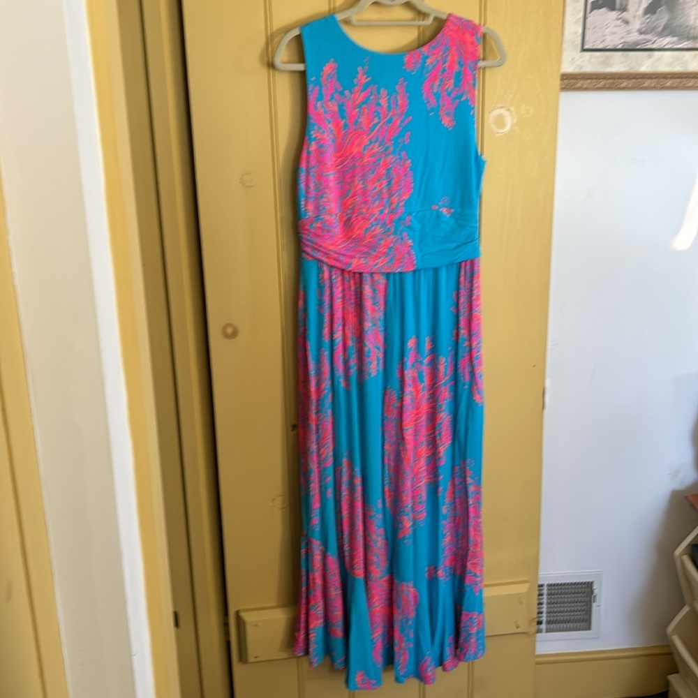 Lilly Pulitzer Turquoise and Pink High-Low Dress - Picture 2 of 5